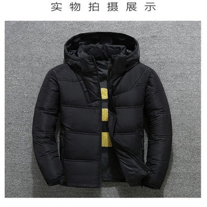 2019 Winter Jacket Mens Quality Thermal Thick Coat Snow Red Black Parka Male Warm Outwear Fashion - White Duck Down Jacket Men