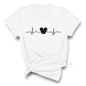 T Shirt Women 2019 Plus Size Harajuku Tops Summer Tops Graphic Tees Women Mickey Mouse Heartbeat Kawaii T-shirt S-XXL