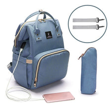 Load image into Gallery viewer, Baby Diaper Bag With USB Interface Large Capacity Travel Backpack Nursing Handbag Waterproof Nappy Bag for Baby Care with 2 Hook