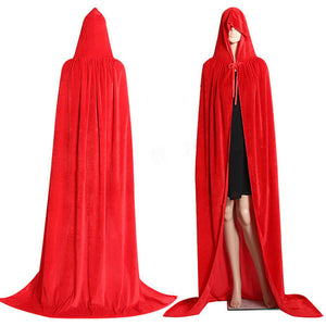 Adult Halloween Velvet Cloak Cape Hooded Medieval Costume Witch Wicca Vampire UK