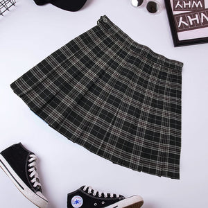 Plus Size Harajuku Short Skirt New Korean Plaid Skirt Women Zipper High Waist School Girl Pleated Plaid Skirt Sexy Mini Skirt