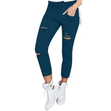 Load image into Gallery viewer, S-5XL New Hole Jeans Leggings  Europe and The United States Women Casual Casual Pants Female Cotton Wild Nine Pants Jeans Woman