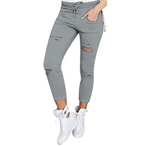 S-5XL New Hole Jeans Leggings  Europe and The United States Women Casual Casual Pants Female Cotton Wild Nine Pants Jeans Woman