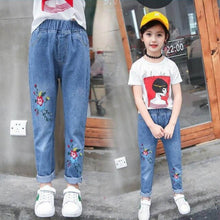 Load image into Gallery viewer, New Girls Jeans Children Denim Jeans Bunny Kids Embroidered Pants Teenager Trousers Girl Clothing Spring Autumn