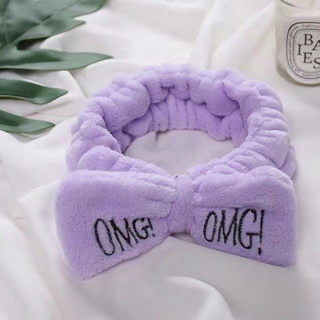 2019 New OMG Letter Coral Fleece Wash Face Bow Headbands For Women Girls Headbands Headwear Hair Bands Turban Hair Accessories