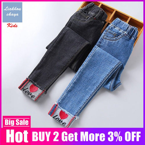 2019 High Quality Jeans For Children Girls Skinny Jeans Kids Embroidered Clothing Casual Jeans Pencil Denim Pants For Spring
