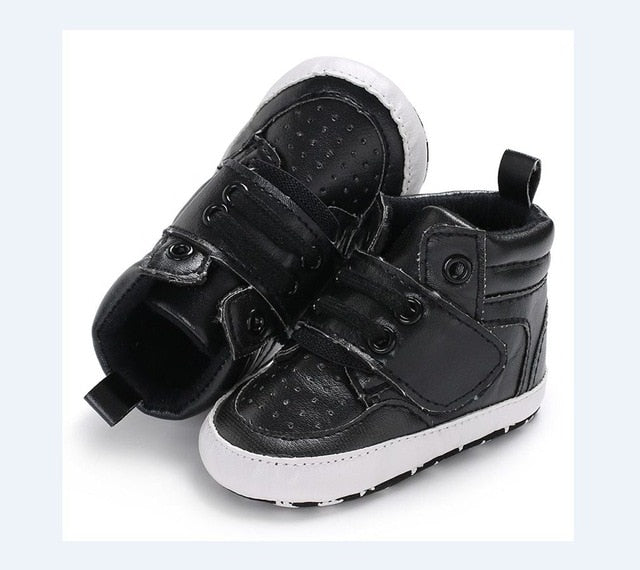 CANIS Toddler Shoes Baby Boy Girl PU Ankle Boots Crib Shoes Anti-slip Soft Casual Tied Fashion Lovely Sneaker