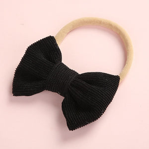 Baby Headband Bow Headbands For Girl Corduroy Head Band Thin Nylon Hairband Newborn Photography props Toddler Hair Accessories