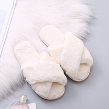 Load image into Gallery viewer, MCCKLE Winter Home Shoes Women House Slippers Warm Faux Fur Ladies Cross Soft Plush Furry Female Open Toe Slides Fashion Shoes