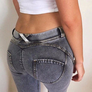 NORMOV 2019 Fashion Women Sexy Jeans Low Waist Elastic Skinny Push Up Leggings Jeans Casual Fake Pockets Button Pencil Jeans