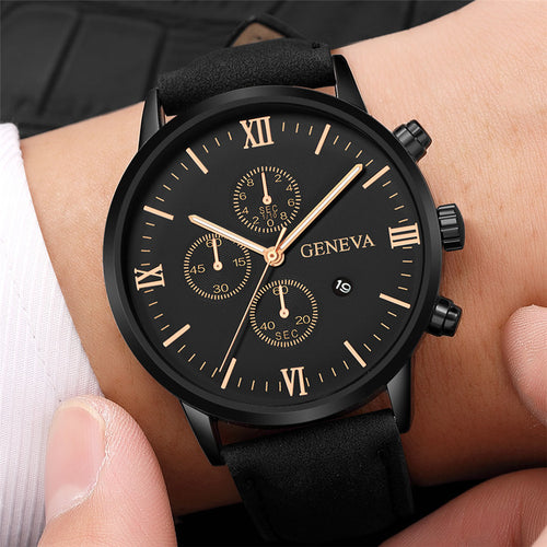 Fashion Geneva Men Date Alloy Case Synthetic Leather Analog Quartz Sport Watch Male Clock Top Brand Luxury Relogio Masculino D30