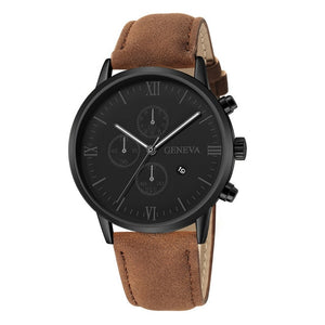 Fashion Geneva Men Date Alloy Case Synthetic Leather Analog Quartz Sport Watch Male Clock Top Brand Luxury Relogio Masculino D30