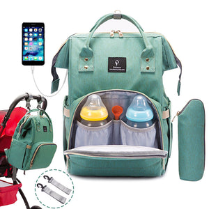 Maternity Bags USB Interface Baby Diaper Bag Backpack Waterproof Mom Bag Large Capacity Nappy Bag Nursing Bag Travel Backpack