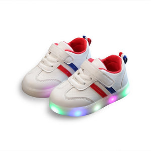 New Children Luminous Shoes Boys Girls Stripe Sport Running Shoes Baby Lights Fashion Sneakers Toddler Kids LED Sneakers
