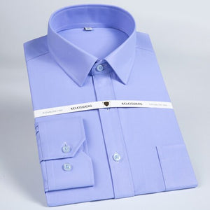 Men's Classic Regular-fit Solid Twill Dress Shirt Long Sleeve with Breast Pocket Formal Business Top Quality Work Shirts
