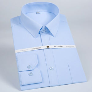 Men's Classic Regular-fit Solid Twill Dress Shirt Long Sleeve with Breast Pocket Formal Business Top Quality Work Shirts