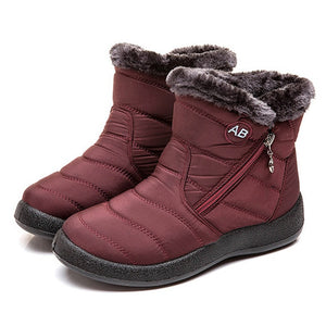 Snow Boots Plush Warm Ankle Boots For Women Winter Boots Waterproof Women Boots Female Winter Shoes Zip Booties Free Shipping