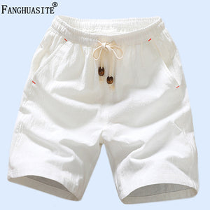Brand Men's Casual Shorts High Quality Linen Cotton Comfort Shorts Male Streetwear Solid Color Loose Fashion Shorts Men FK66