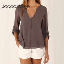 Load image into Gallery viewer, Jocoo Jolee Fashion Women Blouse 2019 Female Plus Size 5XL Long Sleeve Chiffon Blouse Elegant Lady Loose Tops Chic Women Clothes
