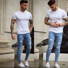 Load image into Gallery viewer, New Fashion Mens Skinny Stretch Destroyed Frayed Rip Shredded Tight Jeans Plus Size S-3XL