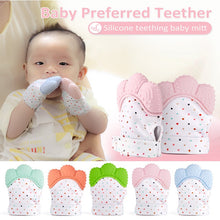 Load image into Gallery viewer, Baby Mitts Teething Gloves Silicone Molar Mitten Chewable Nursing Infant Pacifier Chain Nipples Anti-bite Stop Sucking Thumb Toy