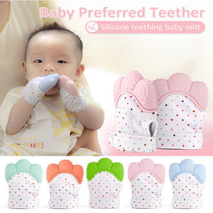 Baby Mitts Teething Gloves Silicone Molar Mitten Chewable Nursing Infant Pacifier Chain Nipples Anti-bite Stop Sucking Thumb Toy
