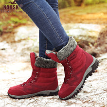 Load image into Gallery viewer, NAUSK New Women Boots High Quality Leather Suede Winter Boots Shoes Woman Keep Warm Waterproof Snow Boots Botas mujer