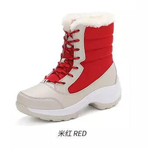 NAUSK New Women Boots High Quality Leather Suede Winter Boots Shoes Woman Keep Warm Waterproof Snow Boots Botas mujer