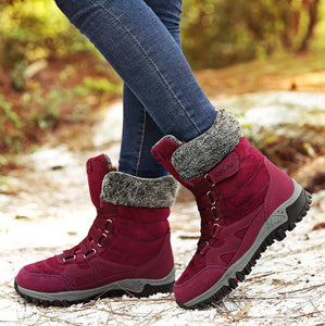 NAUSK New Women Boots High Quality Leather Suede Winter Boots Shoes Woman Keep Warm Waterproof Snow Boots Botas mujer