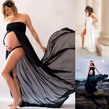 Load image into Gallery viewer, Black White Sexy Maternity Dresses for Photo Shoot Photography Props Women Pregnancy Dress Lace Long Strapless Maxi Dress
