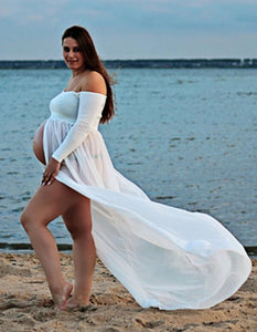 Black White Sexy Maternity Dresses for Photo Shoot Photography Props Women Pregnancy Dress Lace Long Strapless Maxi Dress