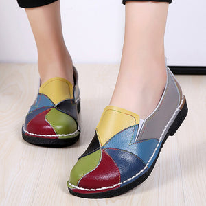 Designer Women Genuine Leather Loafers Mixed Colors Ladies Ballet Flats Shoes Female Spring Moccasins Casual Ballerina Shoes
