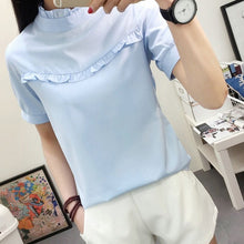 Load image into Gallery viewer, Women Chiffon Blouse Spring Summer Elegant O-Neck Ladies Office Shirts Korean Fashion Casual Slim Tops Solid Color