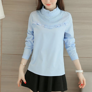 Women Chiffon Blouse Spring Summer Elegant O-Neck Ladies Office Shirts Korean Fashion Casual Slim Tops Solid Color