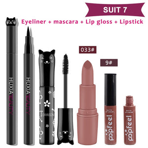 4pcs/set Cat Makeup Sets Including Lipstick, Eyeliner,Mascara, Eyeshadow, Makeup Kit Women Cosmetics Bag for Gifts
