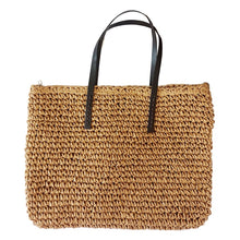 Load image into Gallery viewer, Women Handbag Summer Beach Bag Rattan Woven Handmade Knitted Straw Large Capacity Totes Leather Women Shoulder Bag Bohemia New