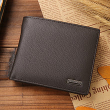 Load image into Gallery viewer, 100% Genuine Leather Mens Wallet Premium Product Real Cowhide Wallets for Man Short Black Walet Portefeuille Homme Short Purses