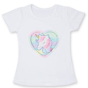 2019 Summer Fashion Unisex Unicorn T-shirt Children Boys Short Sleeves White Tees Baby Kids Cotton Tops For Girls Clothes 3 8Y
