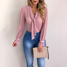 Load image into Gallery viewer, DIHOPE Summer Chiffon Tops Women Pink Blouses and Shirt New Sweet Office Style Women Long Sleeve Shirt blusas mujer de moda 2020