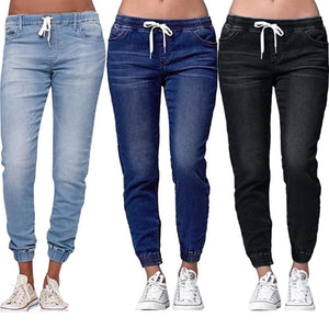 2019 New Autumn Pencil Pants Vintage High Waist Jeans New Womens Pants Full Length Pants Loose Ccowboy Pants Plus Size S-5XL