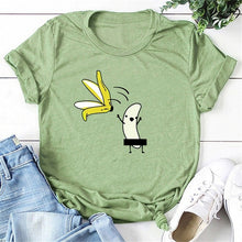 Load image into Gallery viewer, Women Casual Graphic Tees Women Polyester Summer Tees &amp; Tops Harajuku Banana with Banana Peel Off  Fuuny Kawaii Tee Shirts 2019