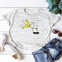 Load image into Gallery viewer, Women Casual Graphic Tees Women Polyester Summer Tees &amp; Tops Harajuku Banana with Banana Peel Off  Fuuny Kawaii Tee Shirts 2019