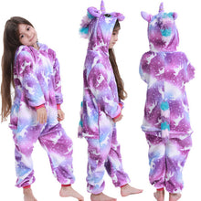 Load image into Gallery viewer, Children Unicorn Pajamas Boy Girl Pajama Cartoon Animal Cosplay Pyjama Onesie 4 6 8 10 12 Year Kids Fleece Sleepwear Hoodie