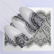 Load image into Gallery viewer, YZWLE 2020 Summer New Lace Flower Design  Nail Sticker Decal Water Transfer White Black Tips Women Makeup Tattoos