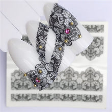 Load image into Gallery viewer, YZWLE 2020 Summer New Lace Flower Design  Nail Sticker Decal Water Transfer White Black Tips Women Makeup Tattoos