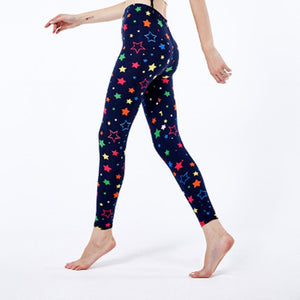 2019 New Fashion Colored Stars Pattern Digital Printed Skinny Breathable Leggings Gifts For Ladies
