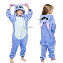 Load image into Gallery viewer, Children Stitch Kigurumi Pajamas Boy Girl Anime Overall Panda Pijama Onesie Kids Baby Costume Winter Animal Sleepwear Cosplay