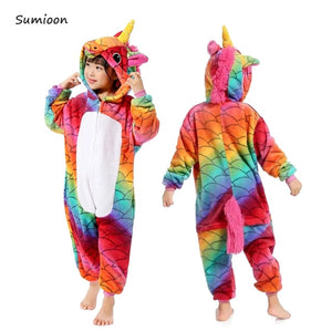 Children Stitch Kigurumi Pajamas Boy Girl Anime Overall Panda Pijama Onesie Kids Baby Costume Winter Animal Sleepwear Cosplay