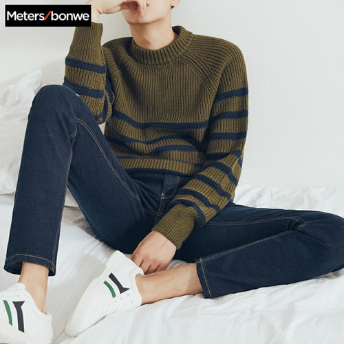 Metersbonwe Straight Jeans Men Casual Hole Design Jeans Autumn Youth Hole Design Trend Slim Jeans Mens Pants Male Trousers