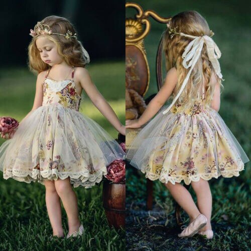 toddler baby girl sleeveless lace tutu drerss Princess Kids Flower Girls Dress Lace Tulle Dress Party Pageant Wedding Dress